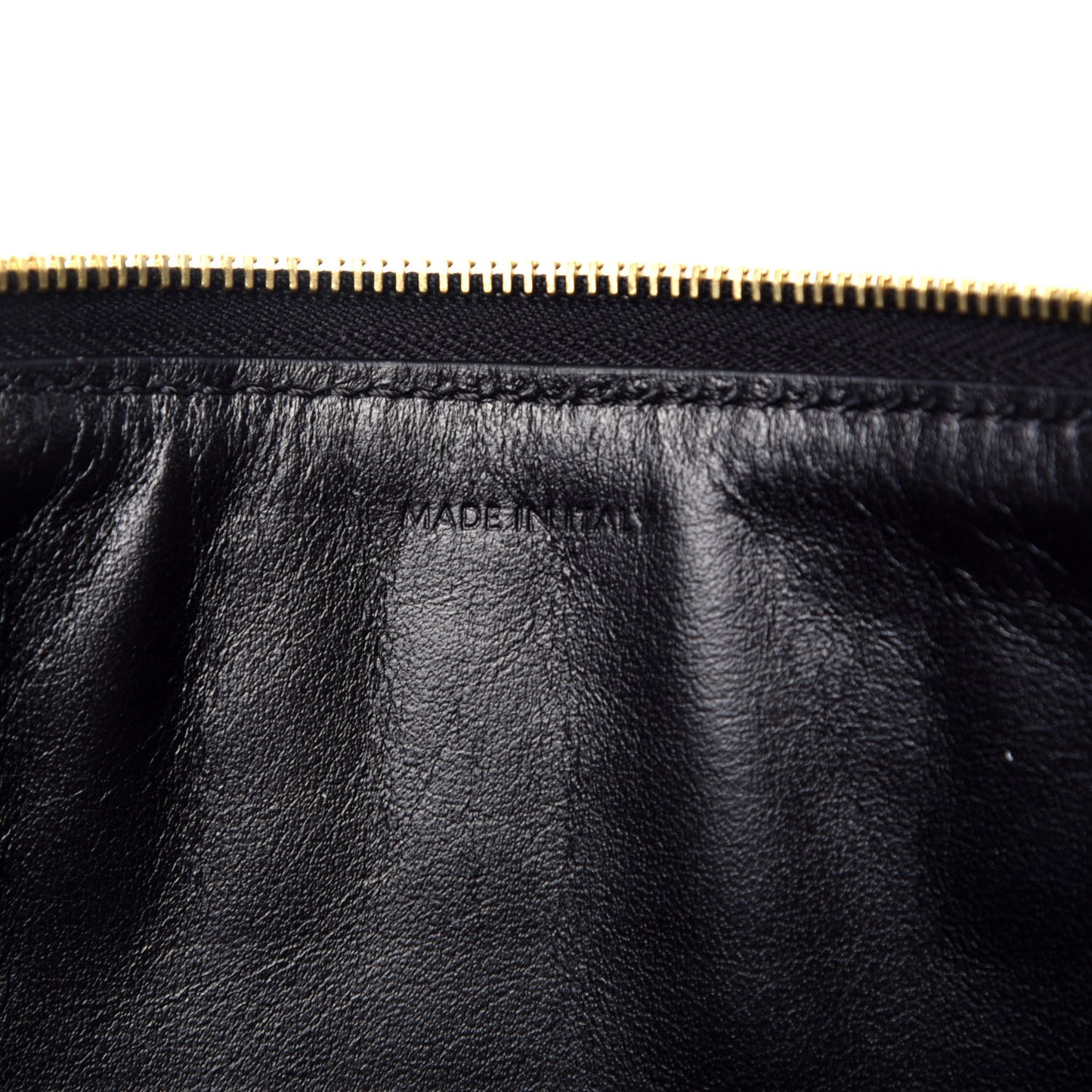 Calfskin Quilted C Charm Pouch Black