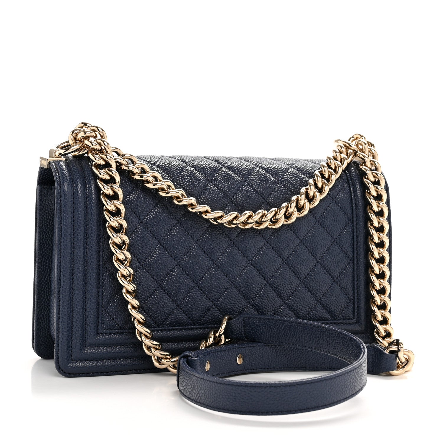 Chanel Caviar Quilted Medium Boy Flap Dark Blue 3 of 11