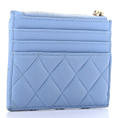 Chanel Lambskin Quilted CC Zip Card Holder Light Blue 3 of 6