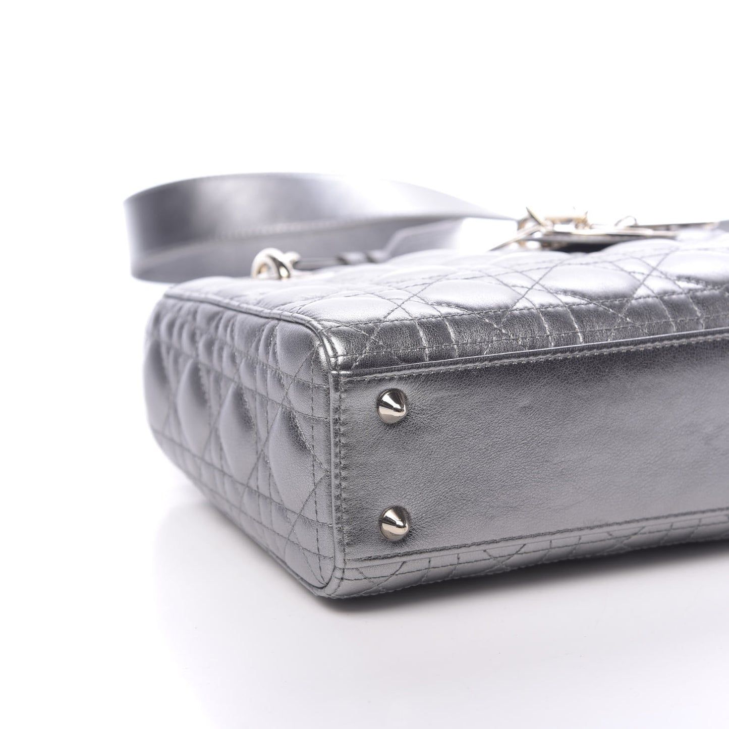 Metallic Calfskin Cannage My ABCDior Lady Dior Steel Grey