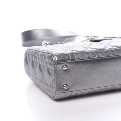 Christian Dior Metallic Calfskin Cannage My ABCDior Lady Dior Steel Grey 10 of 16