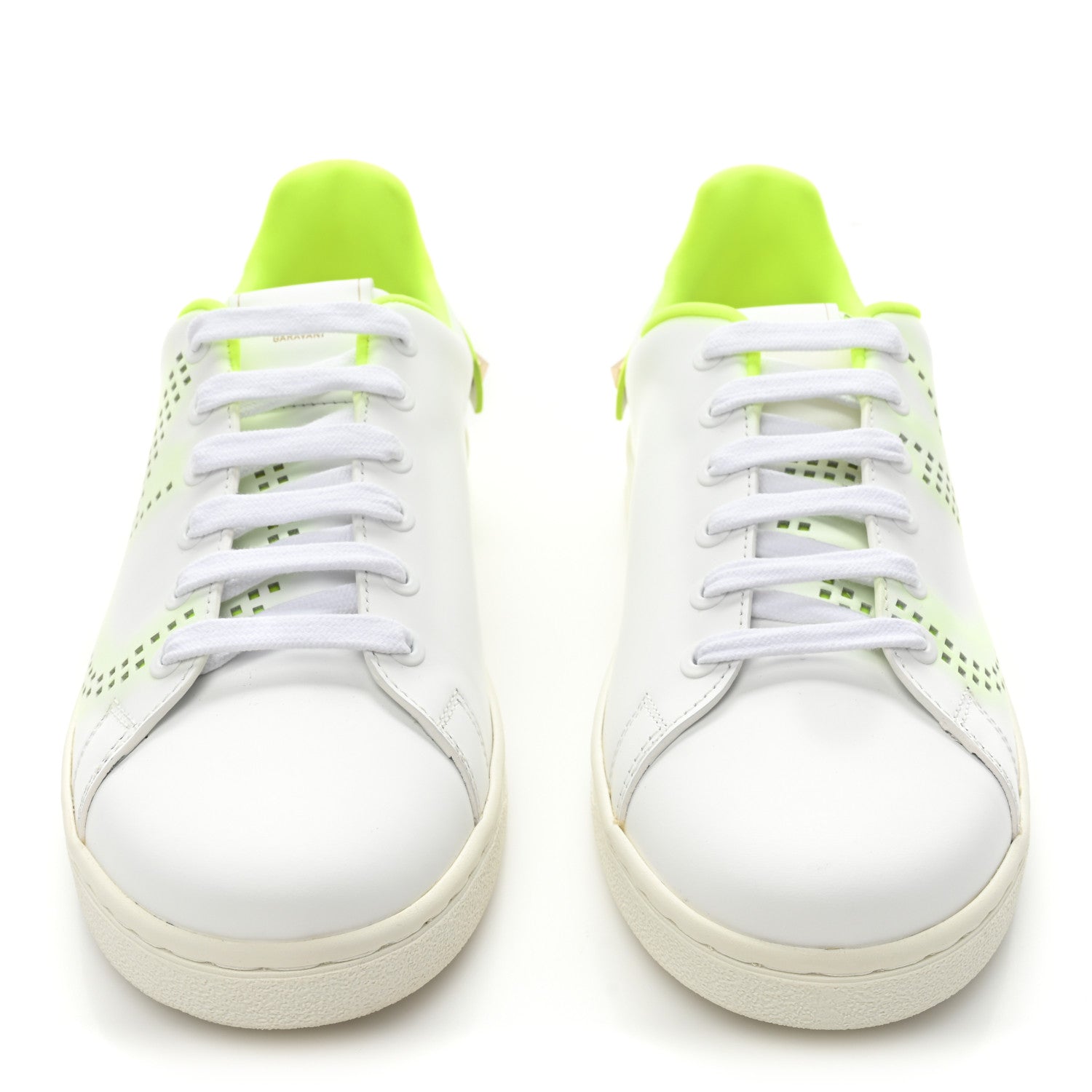 Valentino Garavani Calfskin Womens Backnet Sneakers 37.5 White Fluo Green 2 of 11