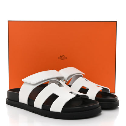 Hermes Calfskin Womens Chypre Sandals 36 White 9 of 9