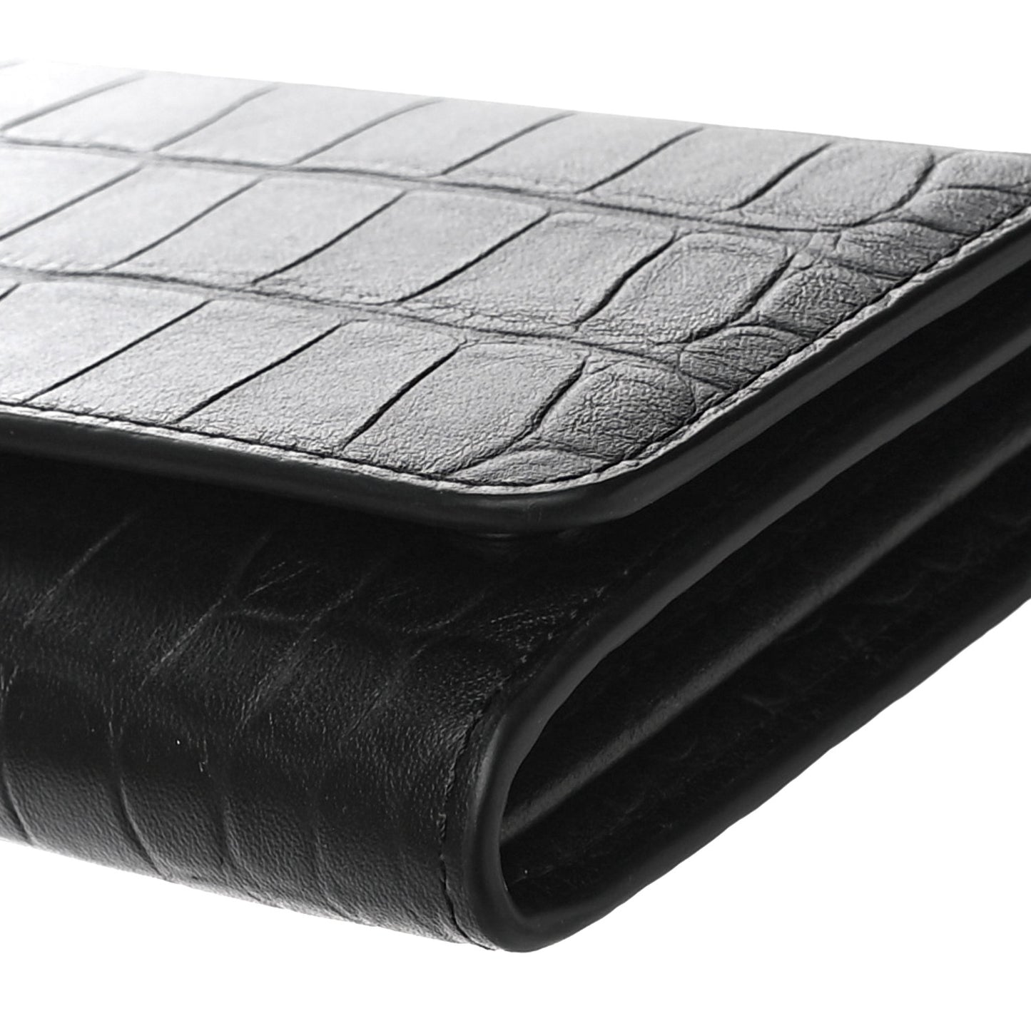 Crocodile Embossed Calfskin Wallet Black