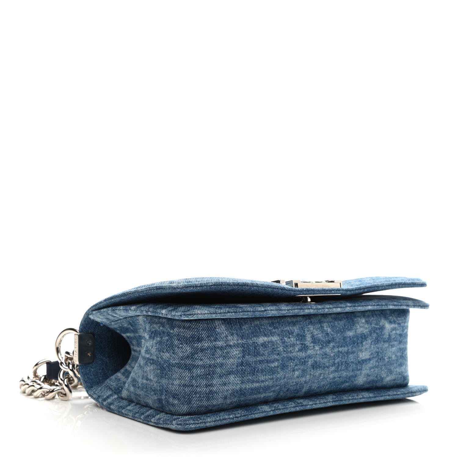 Chanel Cotton Tweed Denim Medium Boy Flap Light Green Light Blue 6 of 19