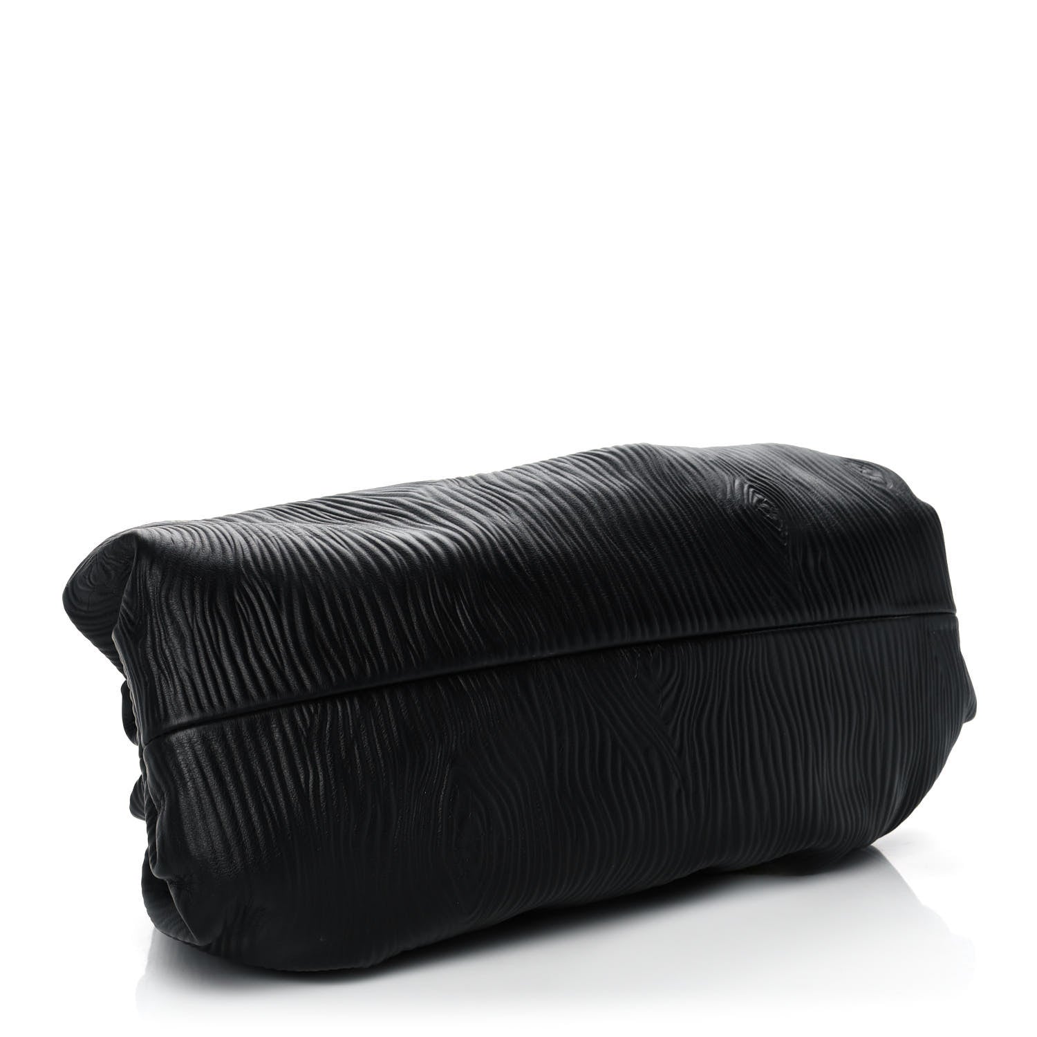 Bottega Veneta Bark Calfskin Embossed The Pouch Oversized Clutch Black 4 of 11