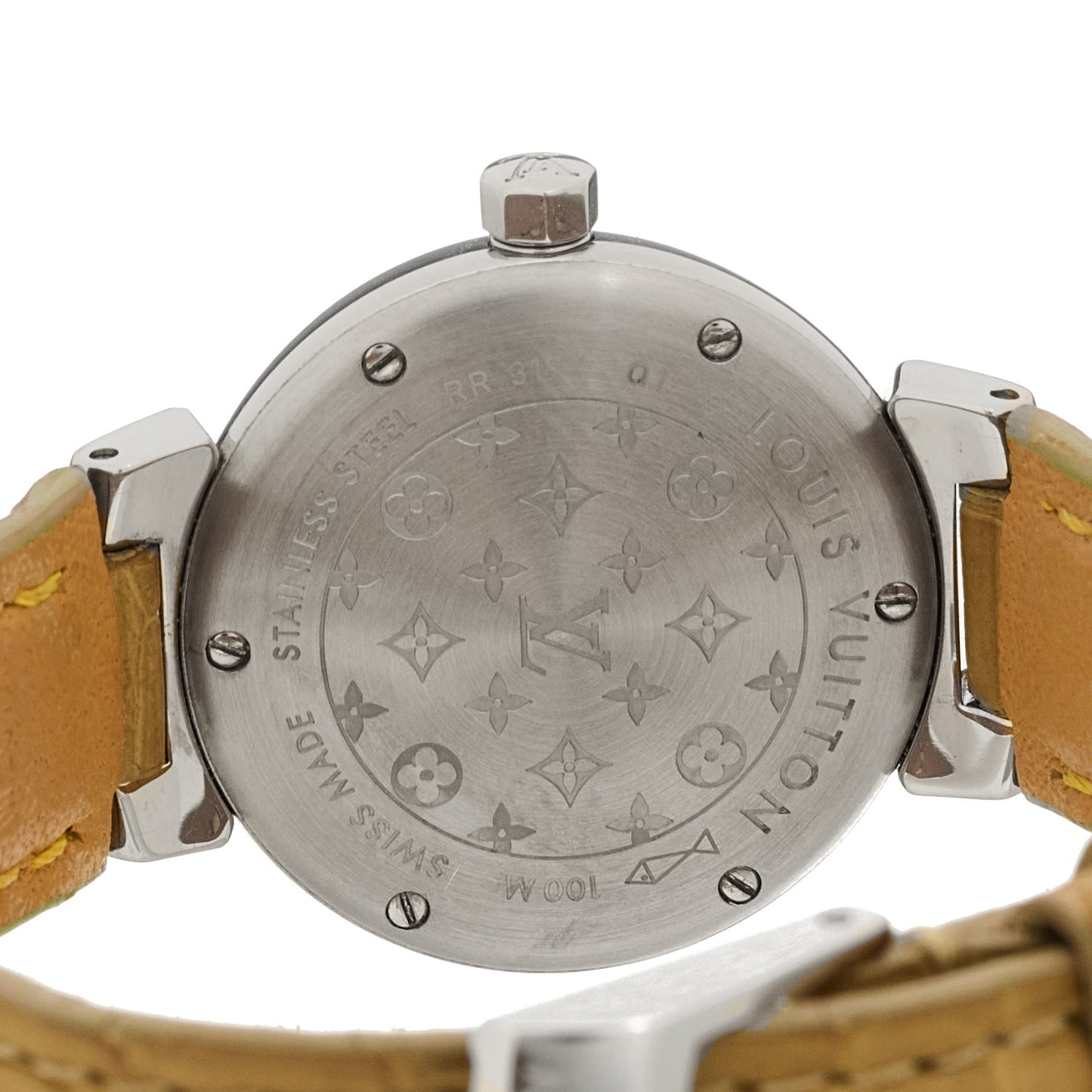 Stainless Steel Alligator Mother of Pearl 28mm Tambour Lovely Quartz Watch