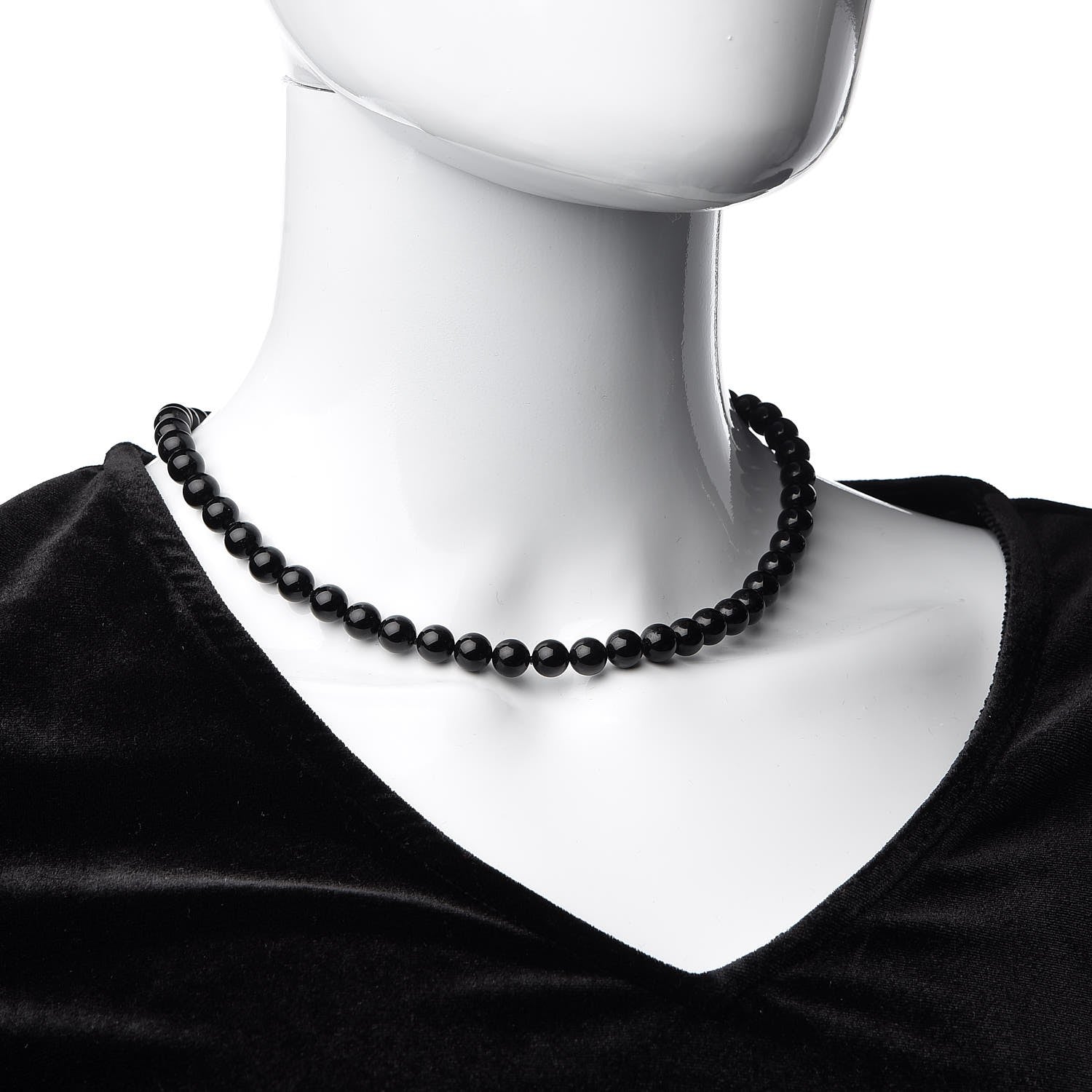 Tiffany Sterling Silver Black Onyx Bead Toggle Necklace 2 of 6