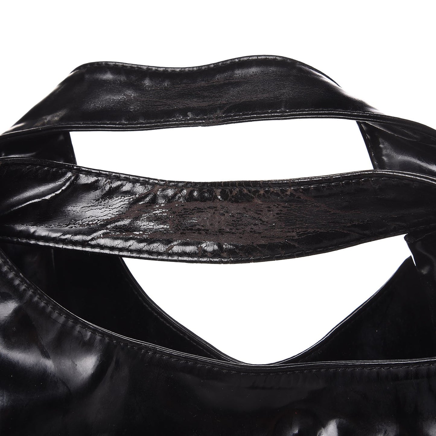 Patent Lacca Small Nuage Bow Hobo Black