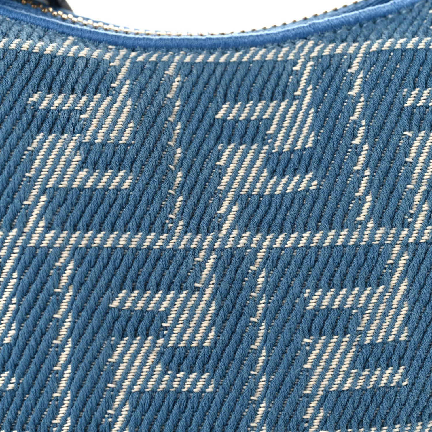 Fendi Denim Effect Fabric Jacquard FF 1974 Nano Fendigraphy Hobo Charm Blue White 8 of 10