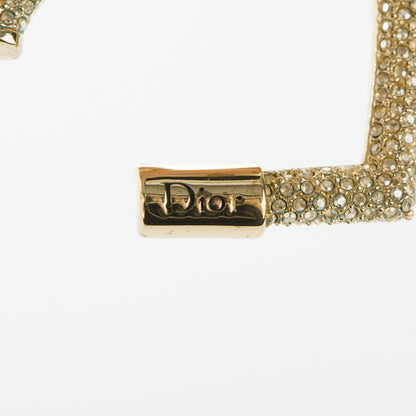 Christian Dior Crystal Heart Hoop Earrings Rose Gold 6 of 6