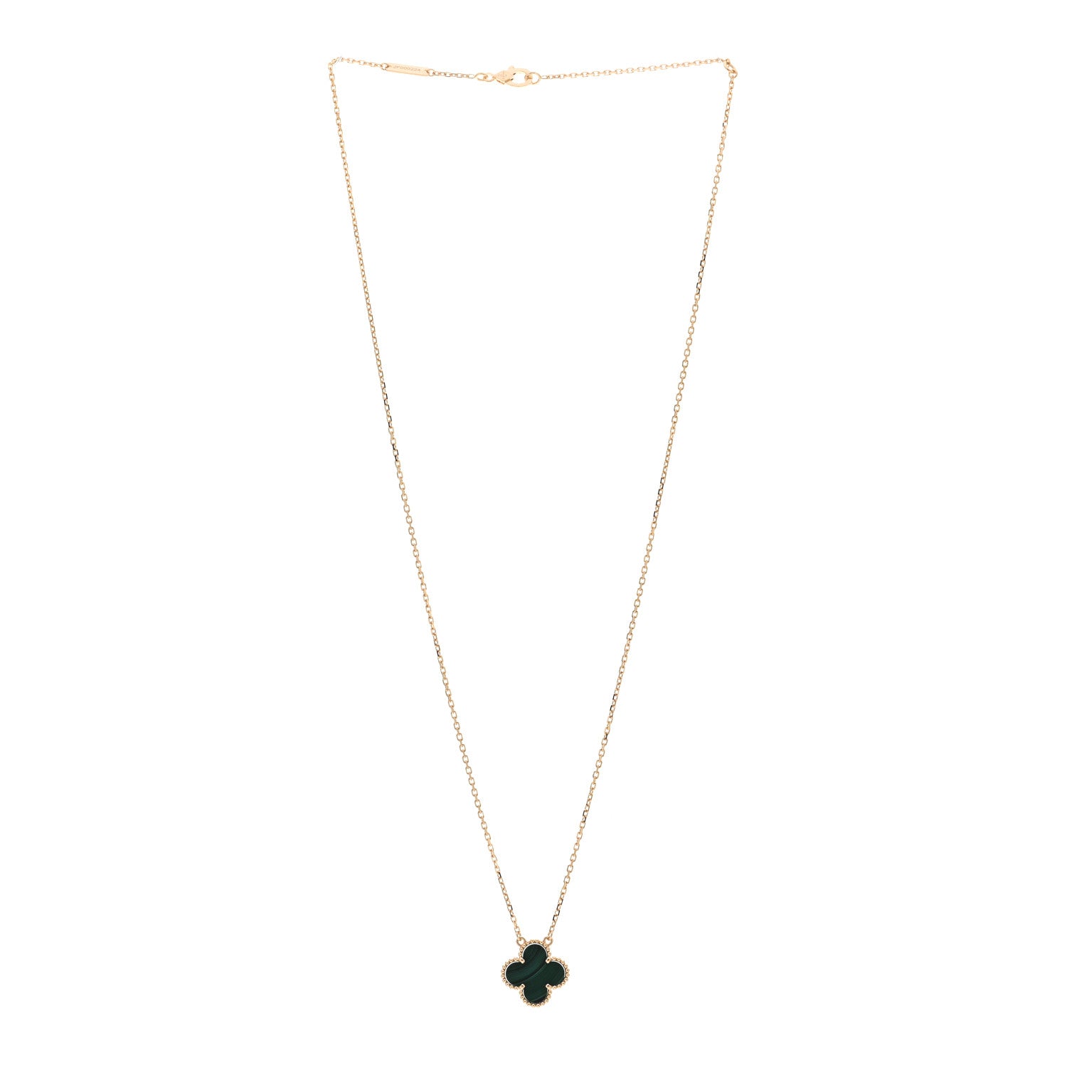 Van Cleef & Arpels 18K Yellow Gold Malachite Vintage Alhambra Pendant Necklace 3 of 5