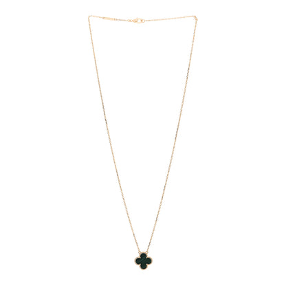 Van Cleef & Arpels 18K Yellow Gold Malachite Vintage Alhambra Pendant Necklace 3 of 5