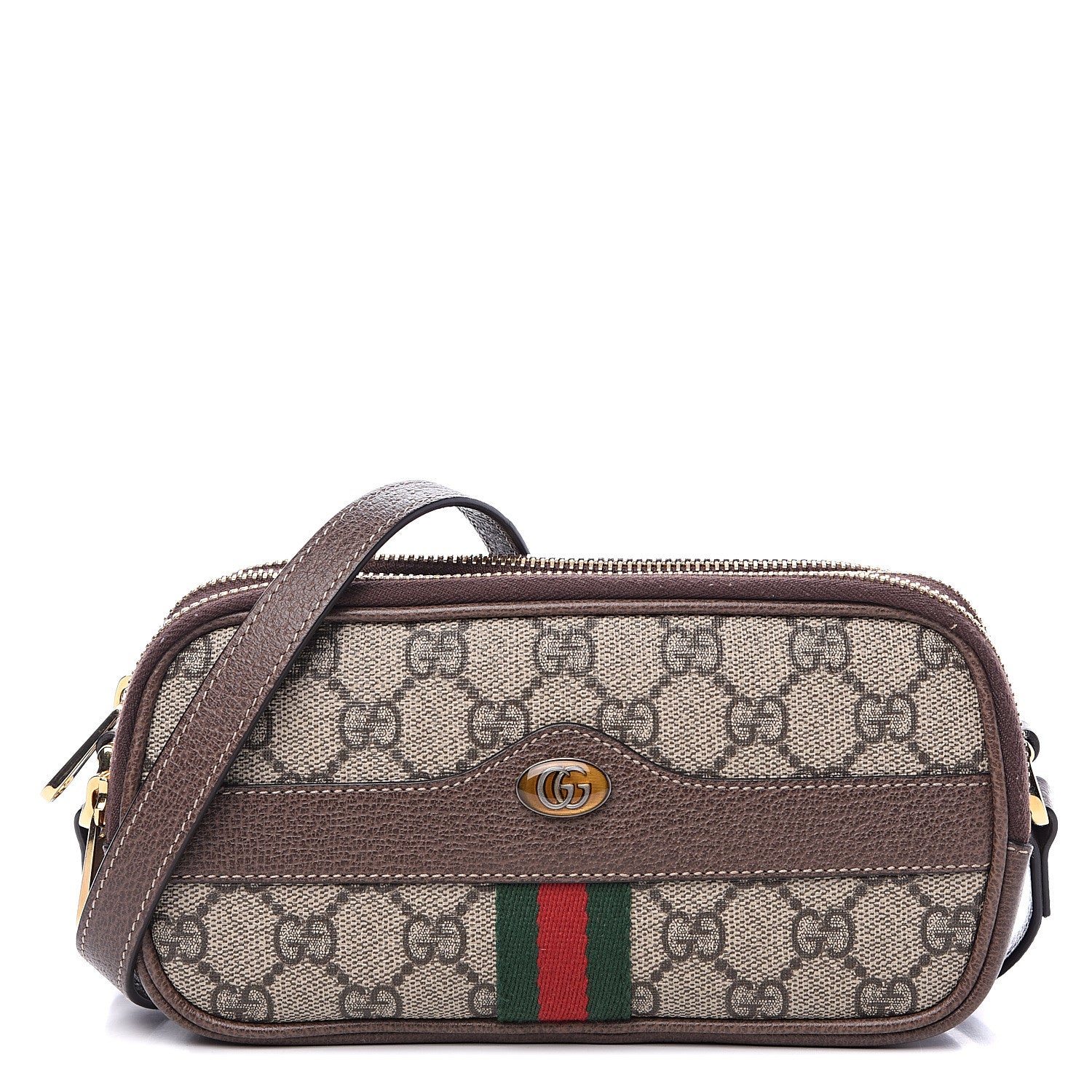 Gucci GG Supreme Monogram Web Mini Ophidia GG Bag Brown 1 of 10