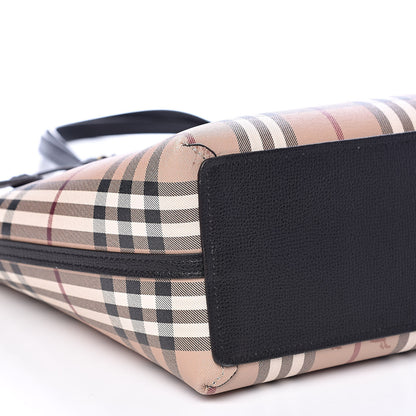 Burberry Grainy Calfskin Haymarket Check Medium Reversible Tote Black 10 of 16