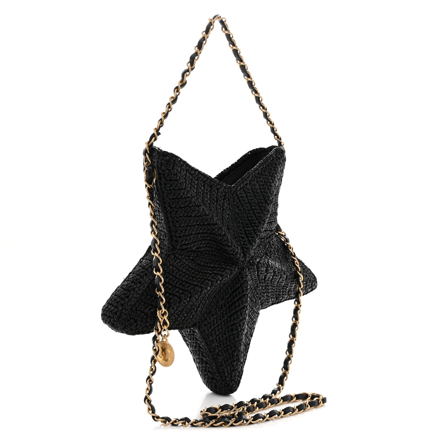 Chanel Raffia Star Coco Beach Bag Black 3 of 10