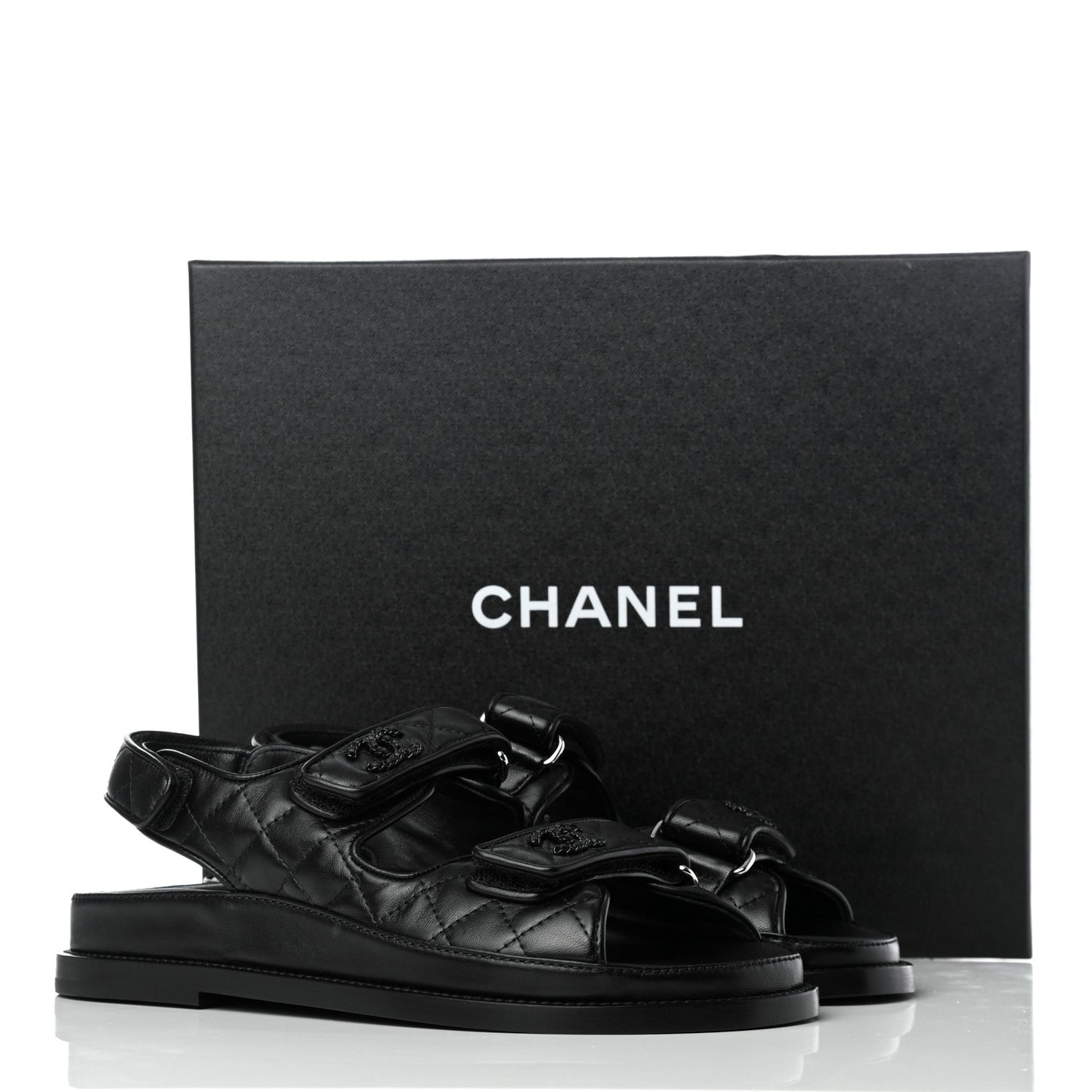 Lambskin Velcro Dad Sandals 36.5 Black
