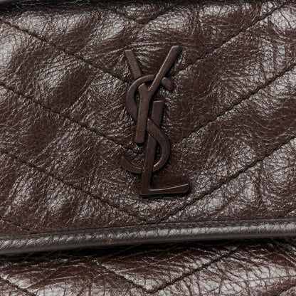 Saint Laurent Crinkled Lambskin Matelasse Monogram Baby Niki Chain Satchel Chocolate 9 of 11