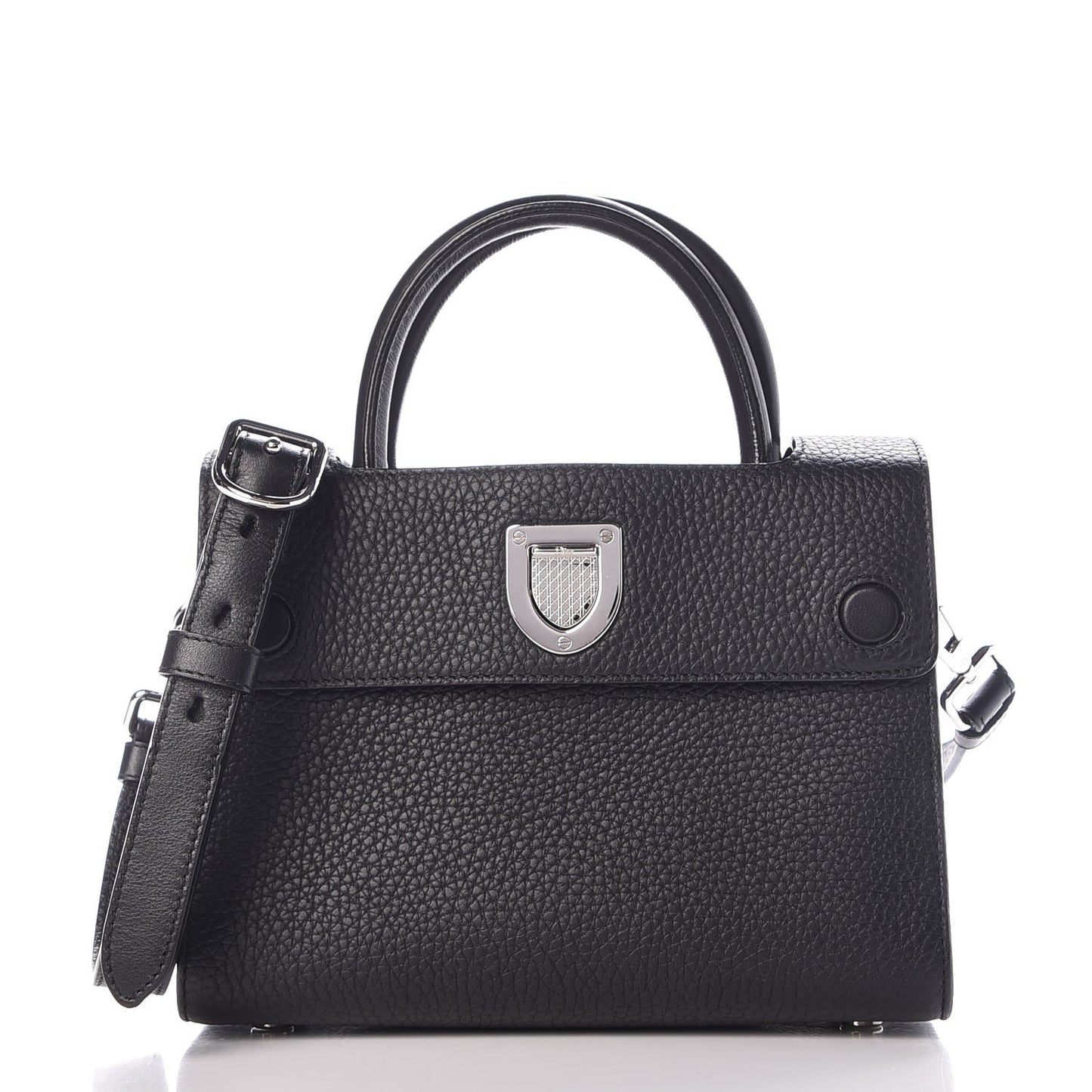 Grained Calfskin Mini Diorever Flap Black