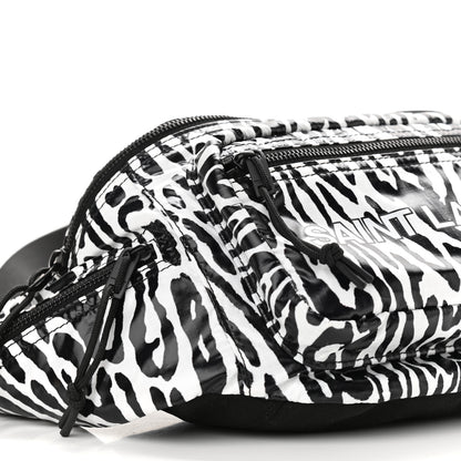 Saint Laurent Nylon Leopard Print Belt Bag Black White 8 of 9