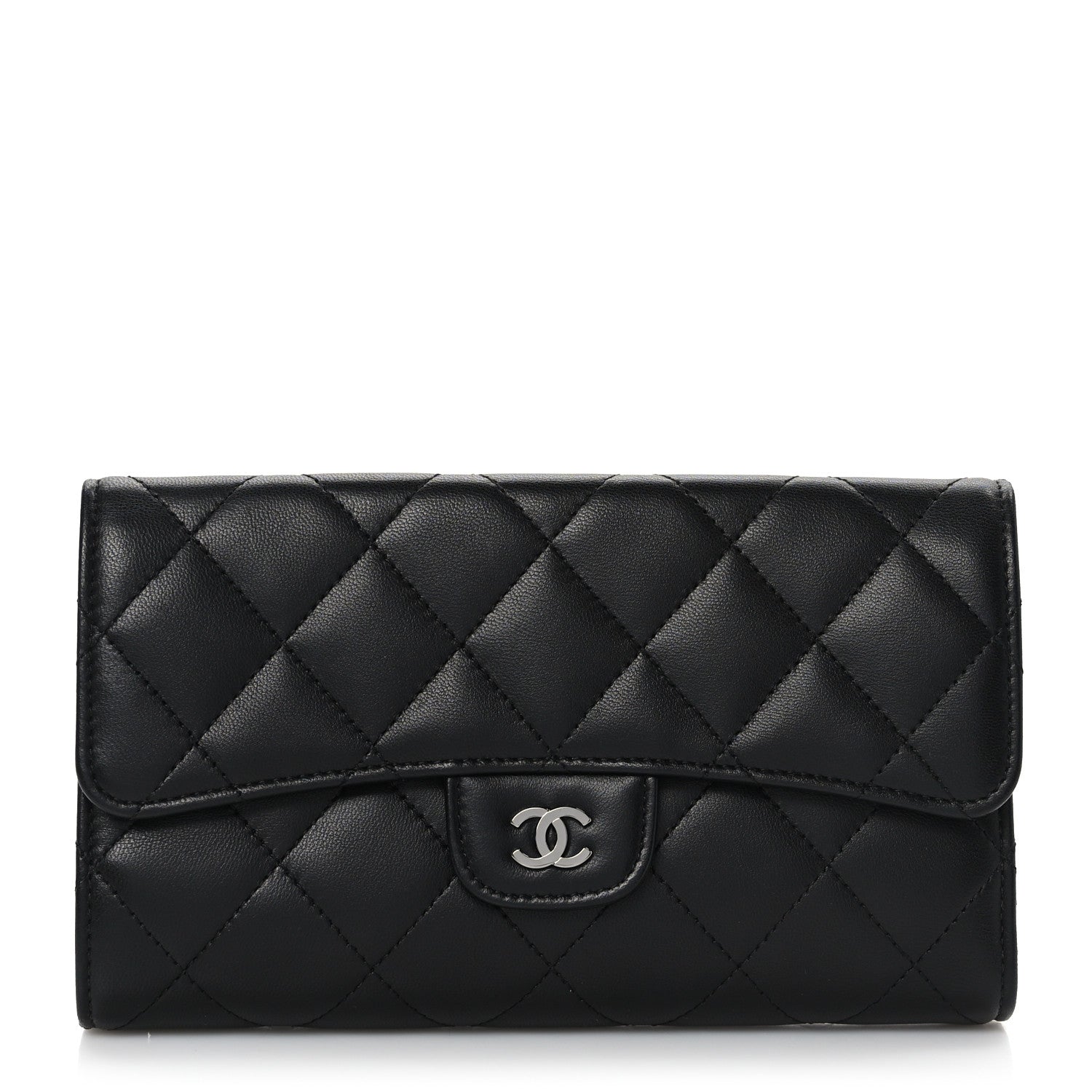 Chanel Lambskin Quilted Large Flap Wallet Black 1 of 8