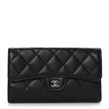 Chanel Lambskin Quilted Large Flap Wallet Black 1 of 8
