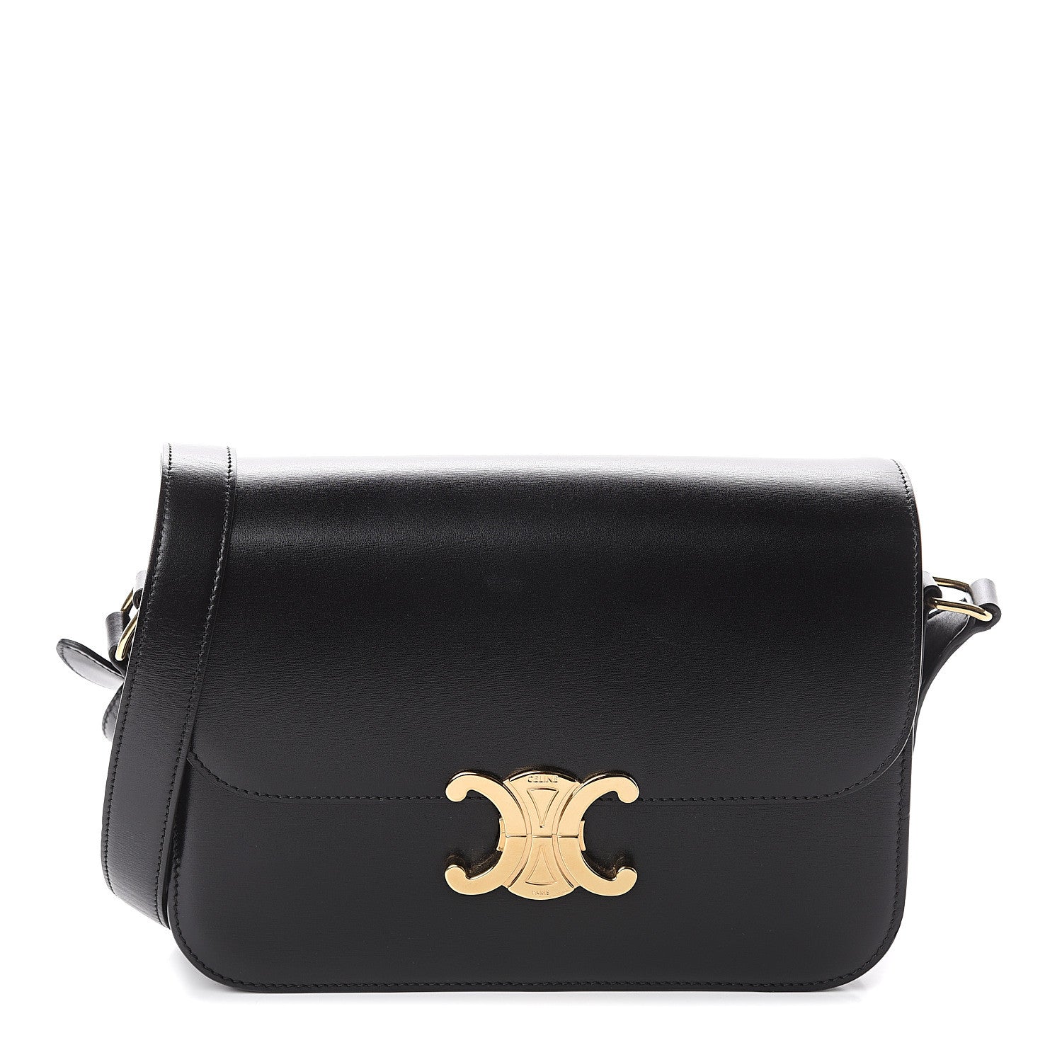 Celine Shiny Calfskin Medium Triomphe Black 1 of 8