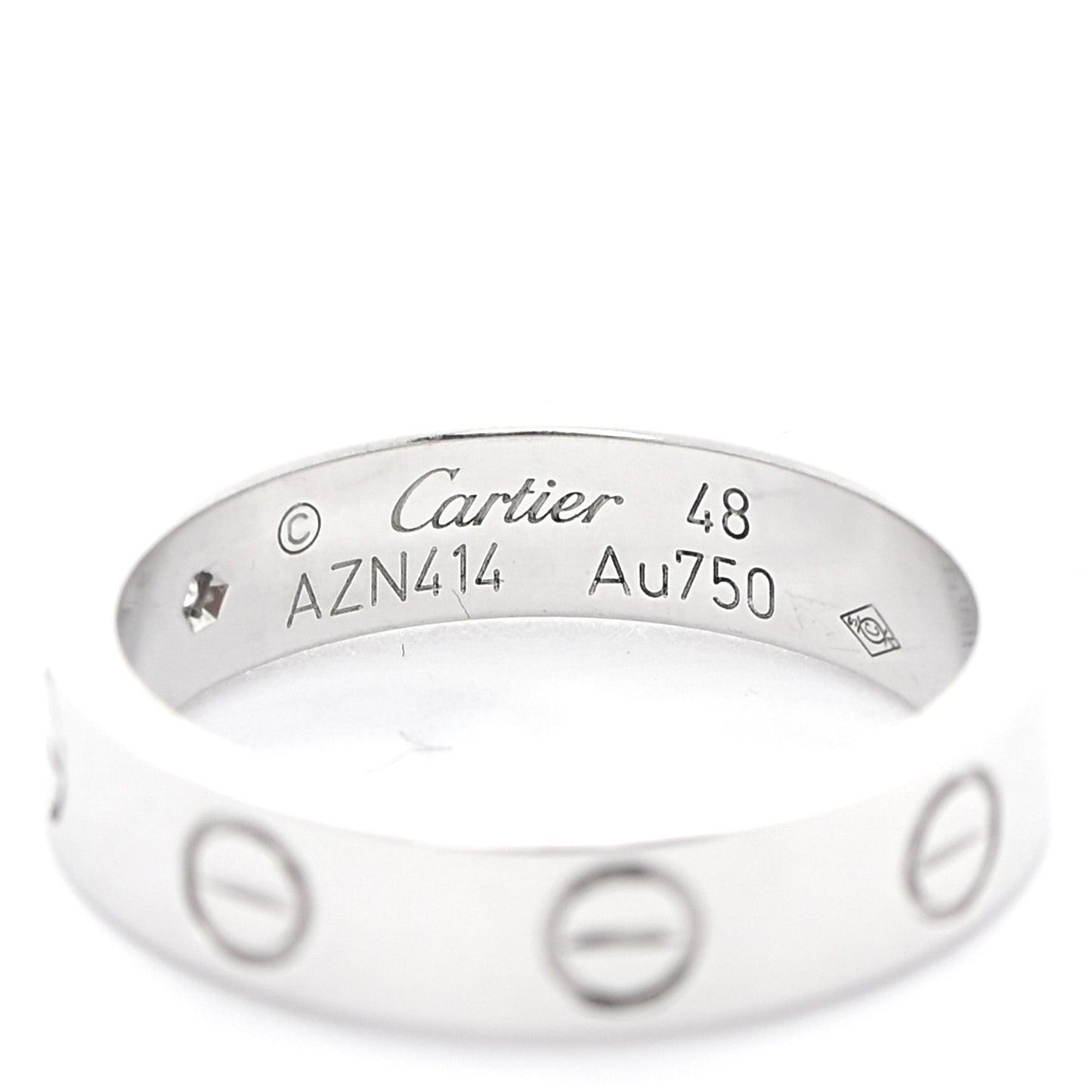 18K White Gold Diamond 4mm LOVE Wedding Band Ring 48 4.5