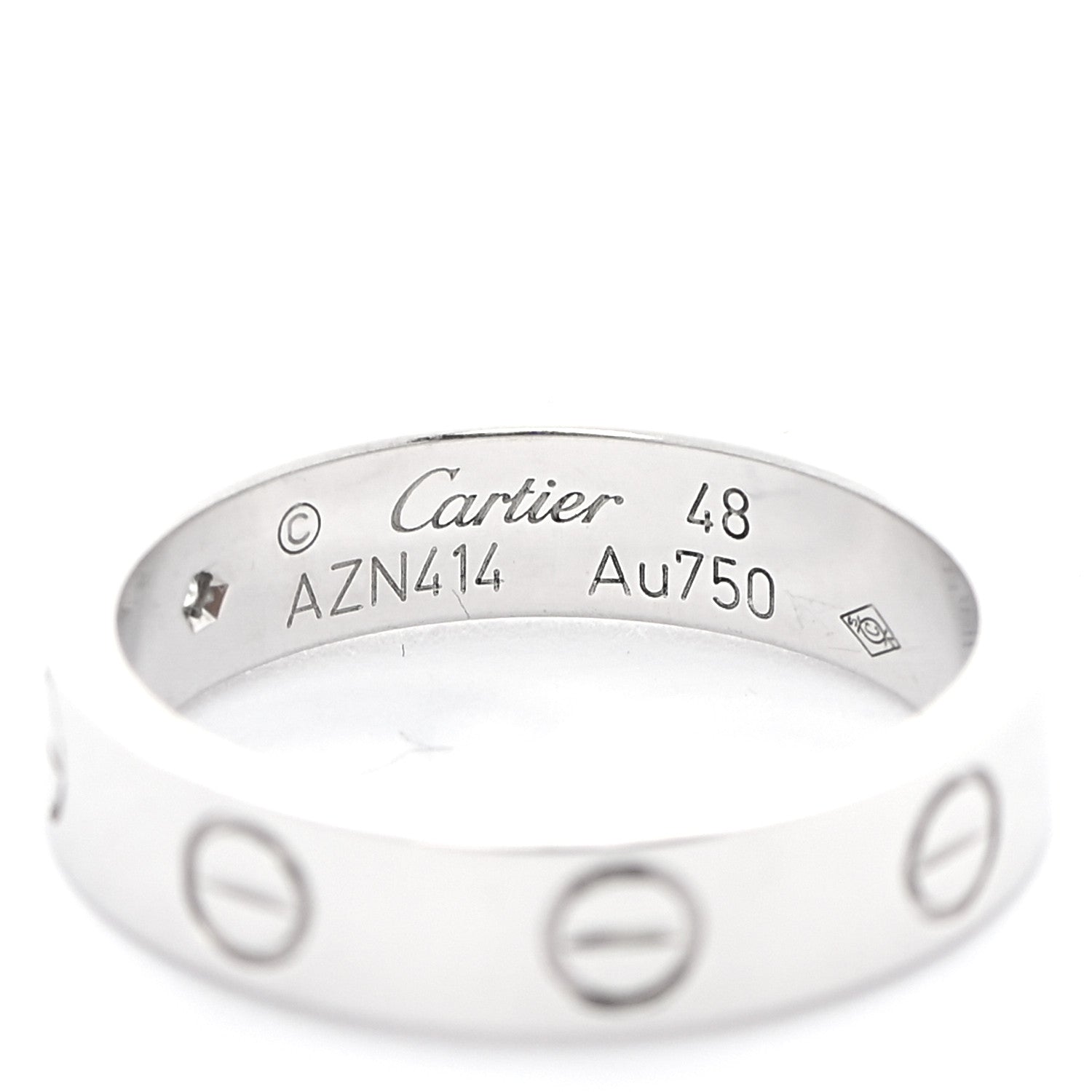 Cartier 18K White Gold Diamond 4mm LOVE Wedding Band Ring 48 4.5 4 of 6