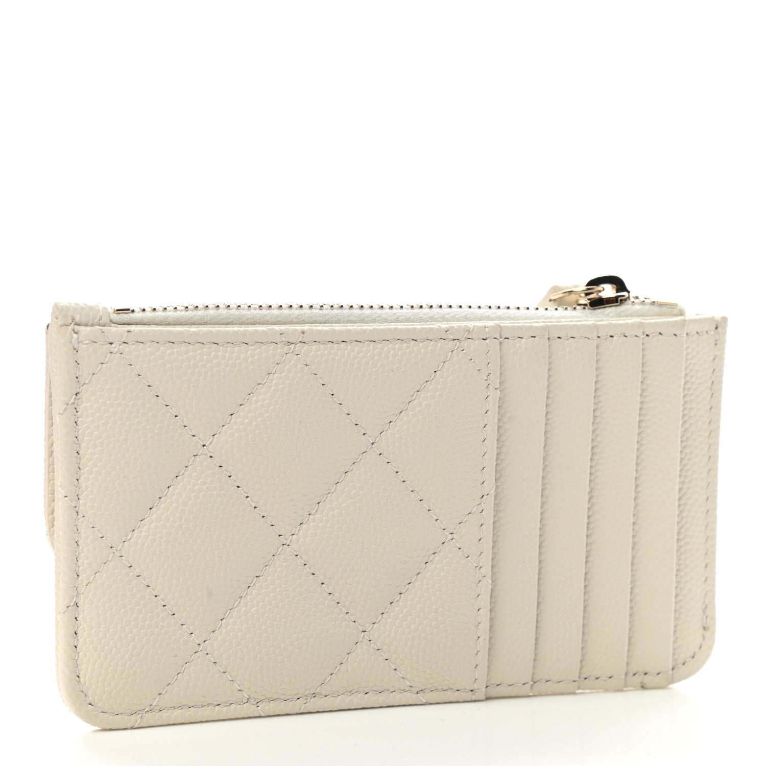 Chanel Caviar Quilted Flap Zip Card Holder White 3 of 9
