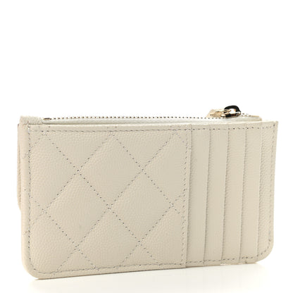 Chanel Caviar Quilted Flap Zip Card Holder White 3 of 9