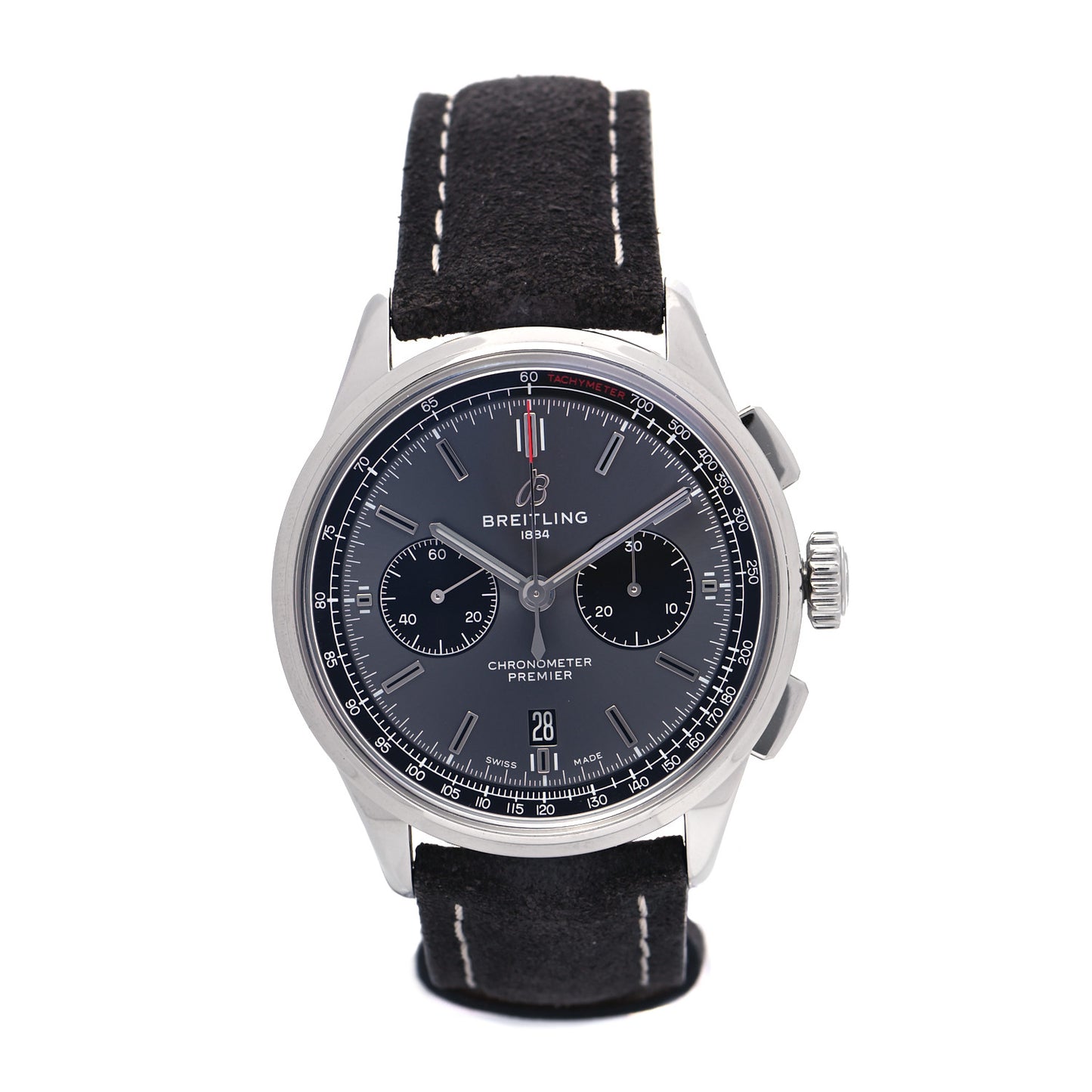 Stainless Steel Calfskin 42mm Premier B01 Chronograph Automatic Watch Grey AB0118221B1P2