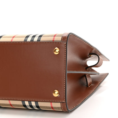 Burberry Calfskin Vintage Check Two Handle Title Bag Archive Beige 9 of 10