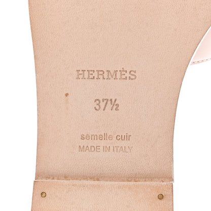 Hermes Calfskin Oran Sandals 37.5 Rose Petale 6 of 9