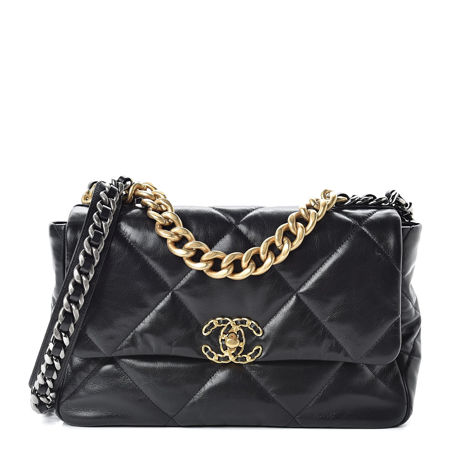 Chanel Goatskin Quilted Large 19 Flap Black 1 of 11