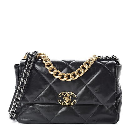Chanel Goatskin Quilted Large 19 Flap Black 1 of 11