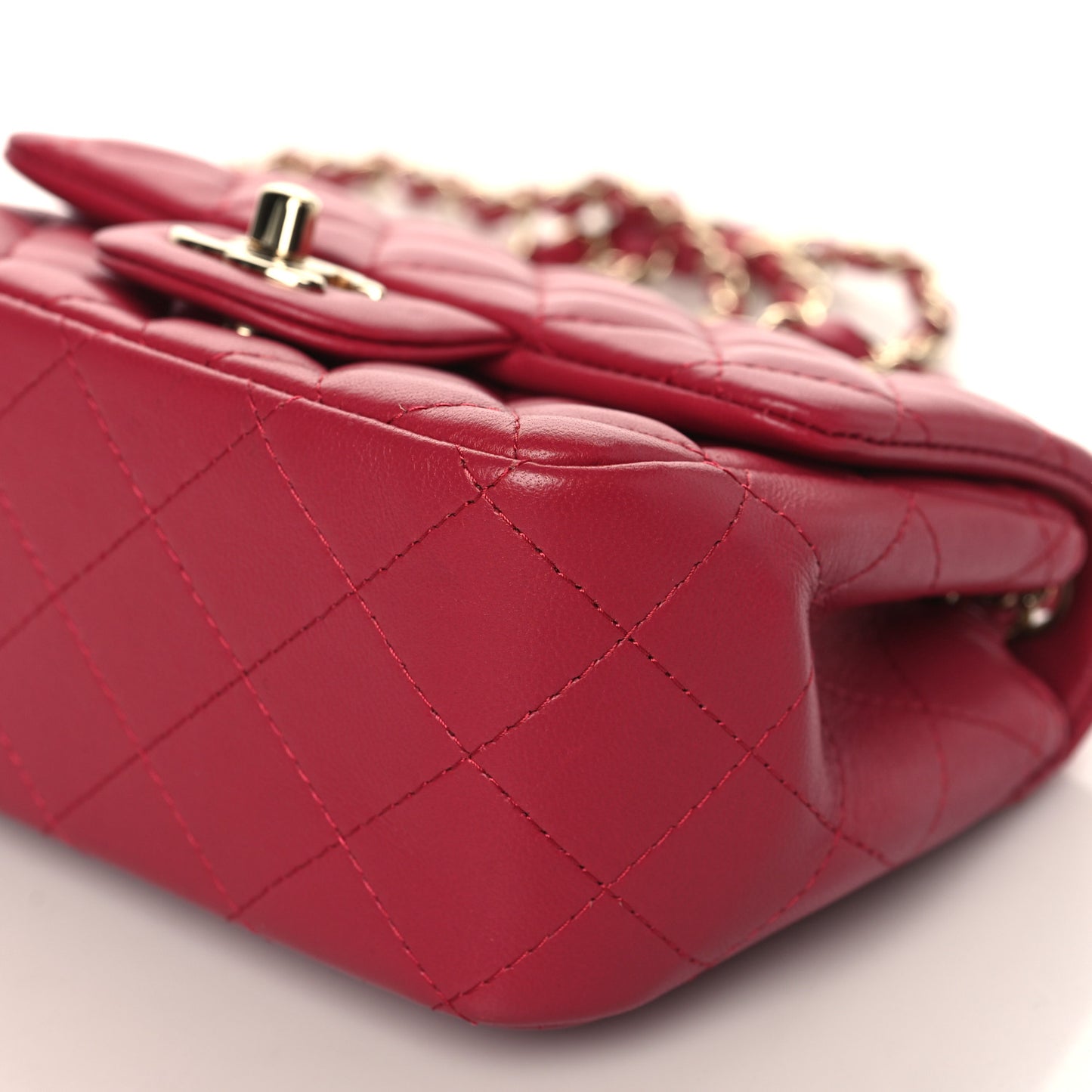 Lambskin Quilted Mini Square Flap Dark Pink