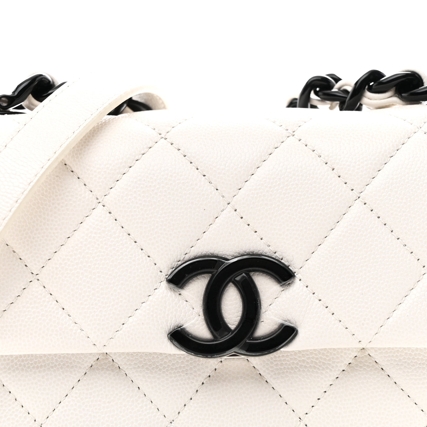 Caviar Quilted My Everything Small Flap White Black