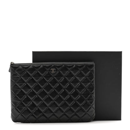 Chanel Perforated Lambskin Quilted Medium Cosmetic Case Black 11 of 11