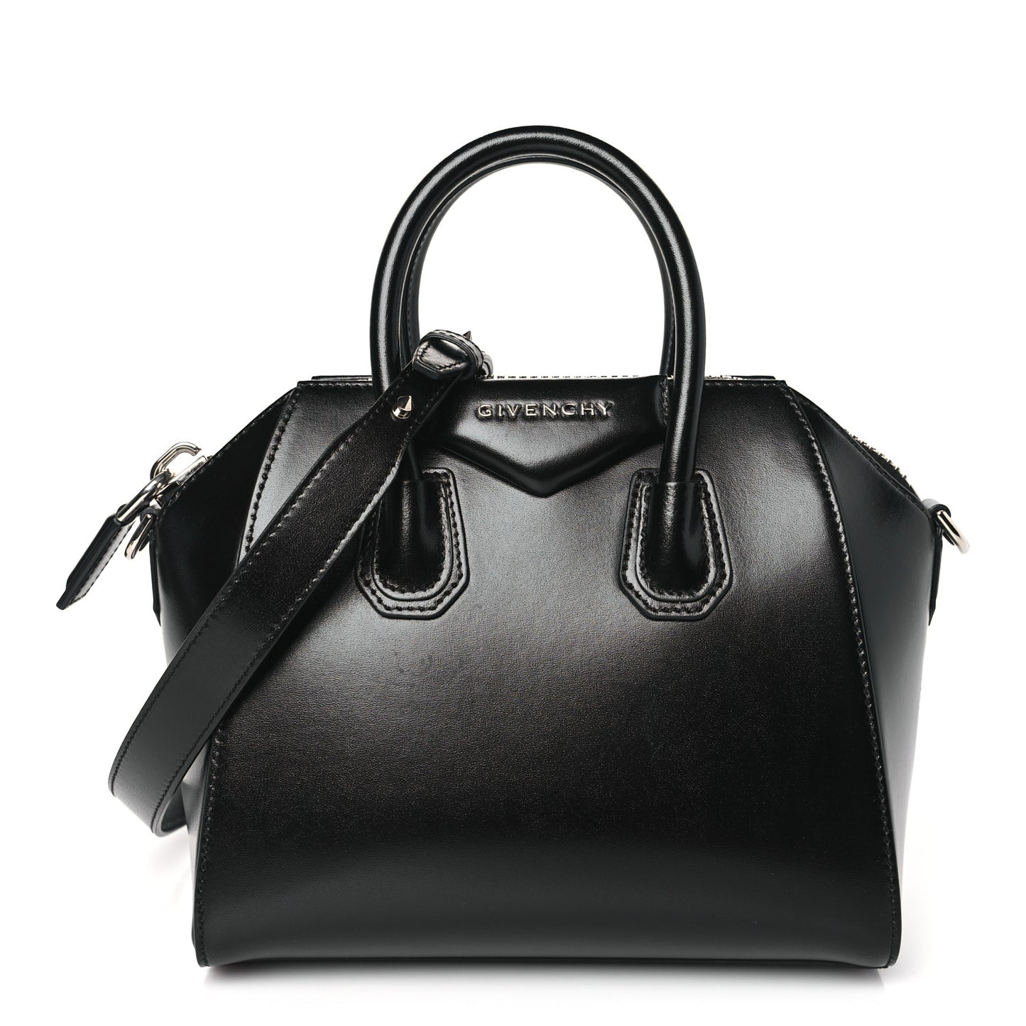 Shiny Lord Calfskin Mini Antigona Black
