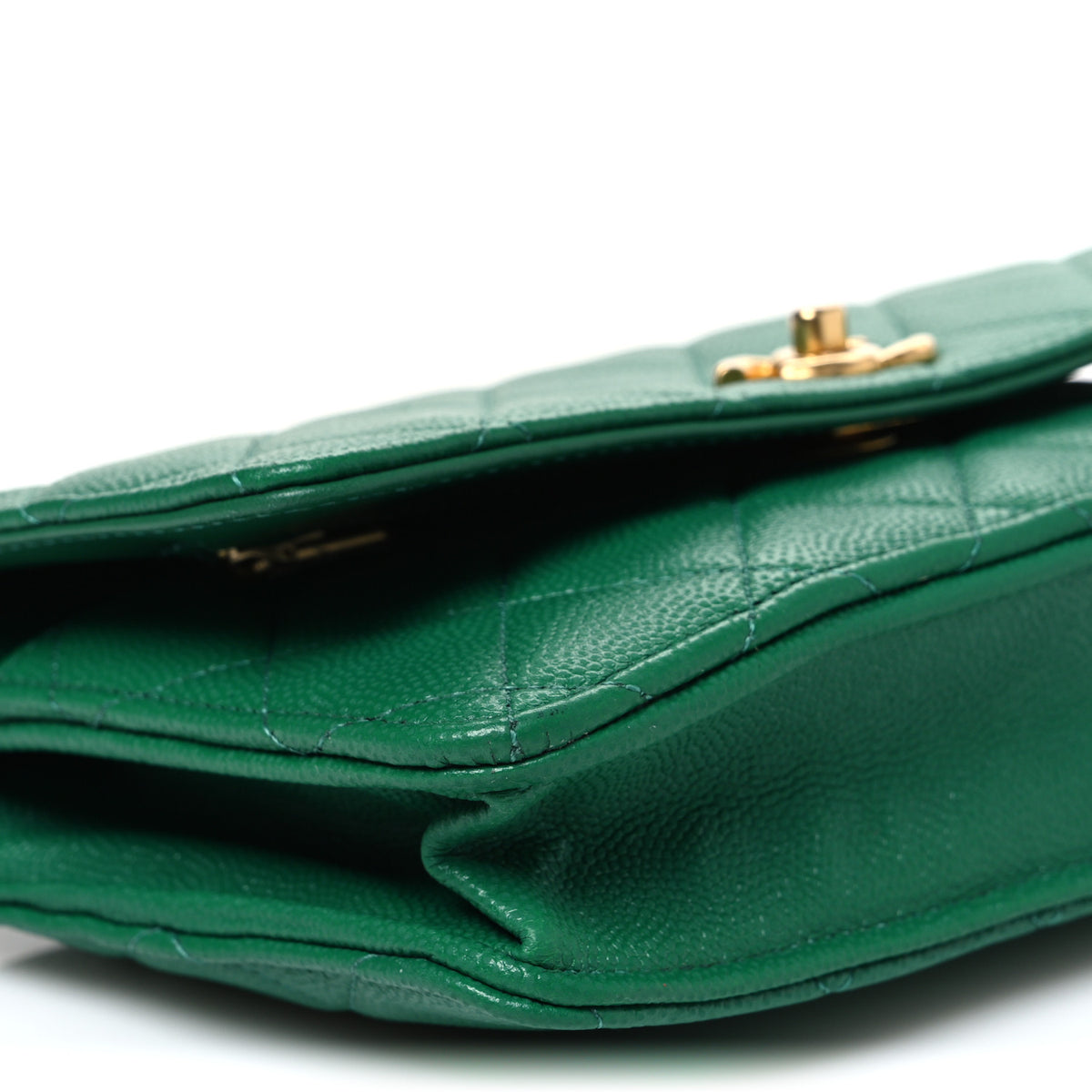 Chanel Caviar Quilted Coco Stamps Wallet On Chain WOC Green 10 of 11