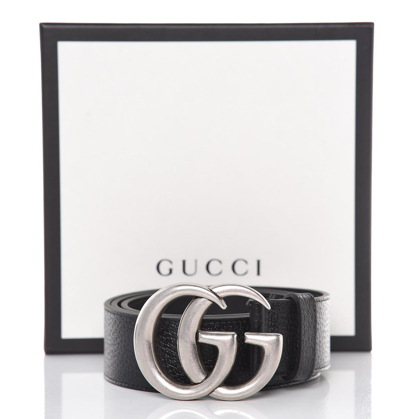 Textured Dollar Calfskin Nickel Double G 40mm Belt 95 38 Black