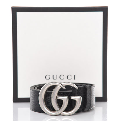 Gucci Textured Dollar Calfskin Nickel Double G 40mm Belt 95 38 Black 7 of 7