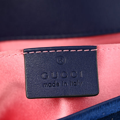 Gucci Velvet Matelasse Mini GG Marmont Shoulder Bag Cobalt Blue 6 of 10