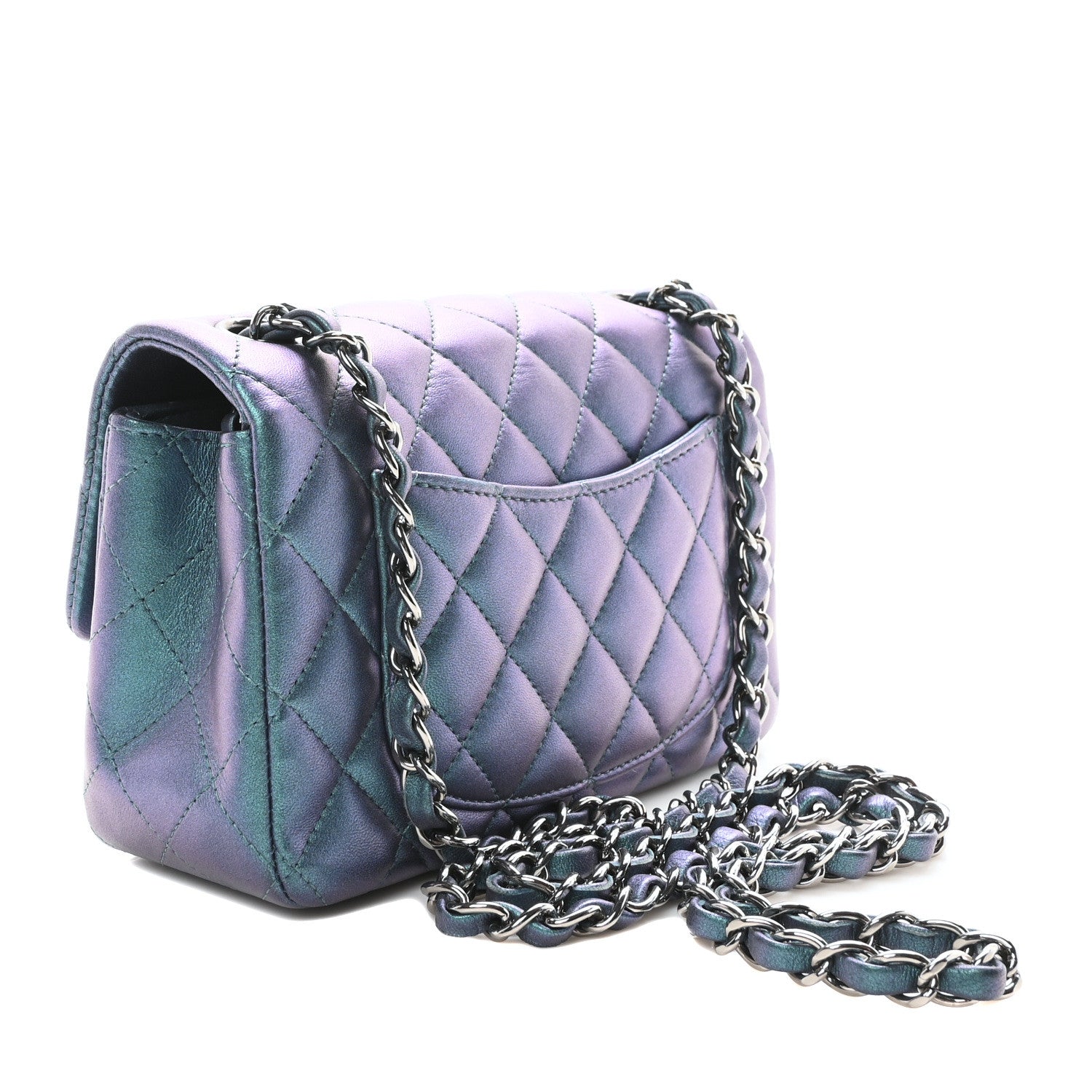 Chanel Iridescent Lambskin Quilted Mini Rectangular Flap Turquoise 3 of 10