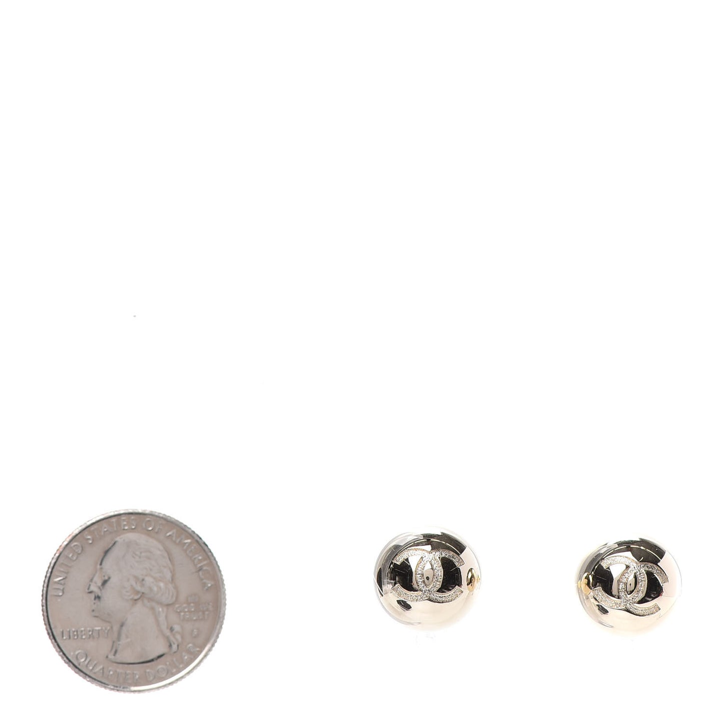 Metal Bead CC Stud Earrings Gold