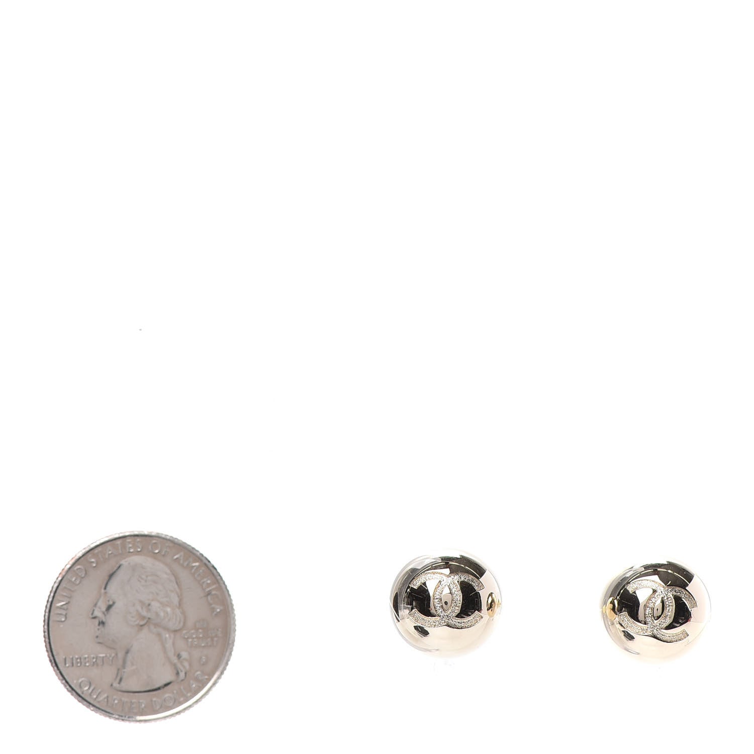 Chanel Metal Bead CC Stud Earrings Gold 2 of 4