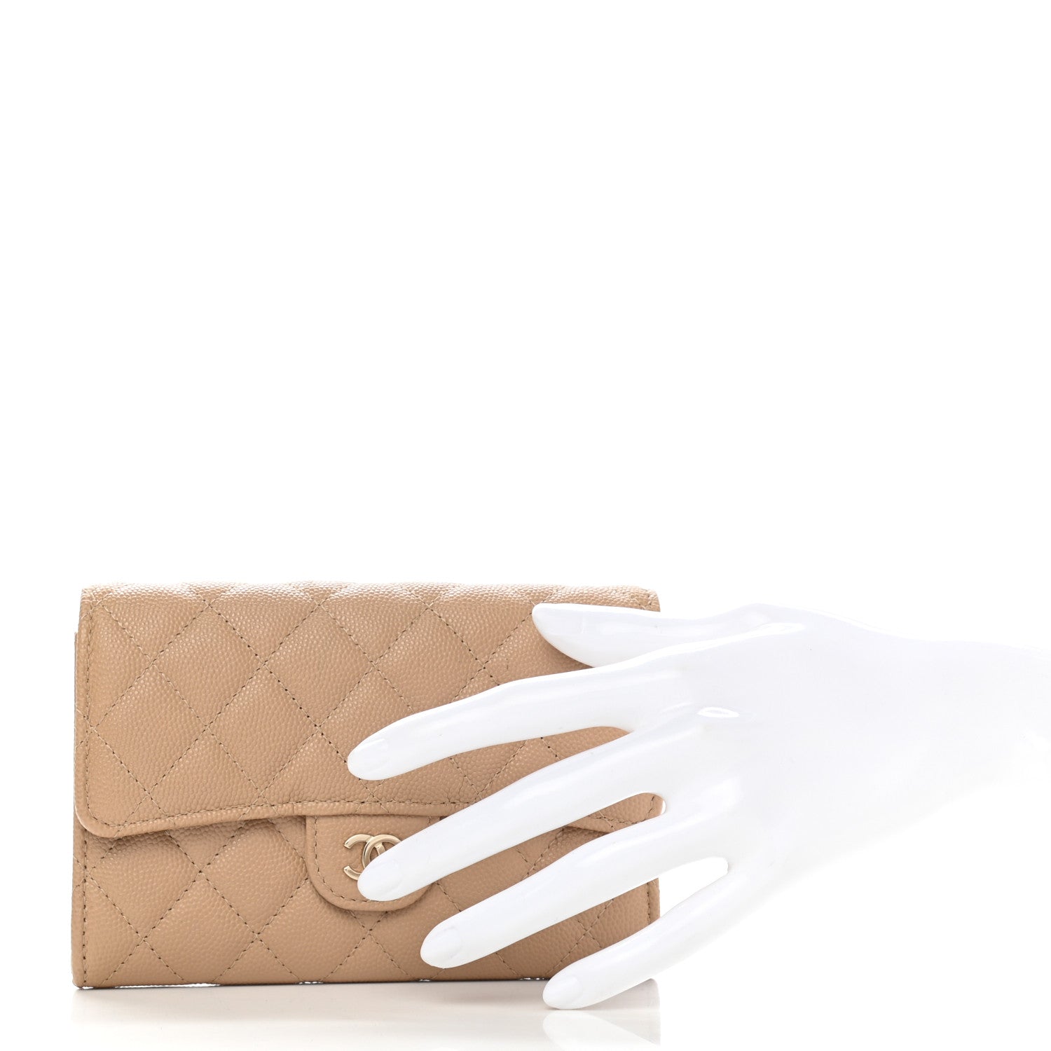 Chanel Caviar Quilted Medium Flap Wallet Beige 2 of 9