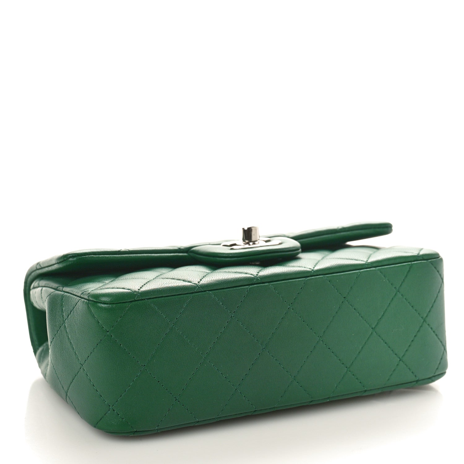 Chanel Lambskin Quilted Mini Rectangular Flap Dark Green 4 of 9