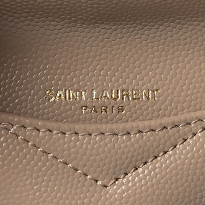 Saint Laurent Grain De Poudre Matelasse Chevron Monogram Compact Wallet Dark Beige 6 of 7